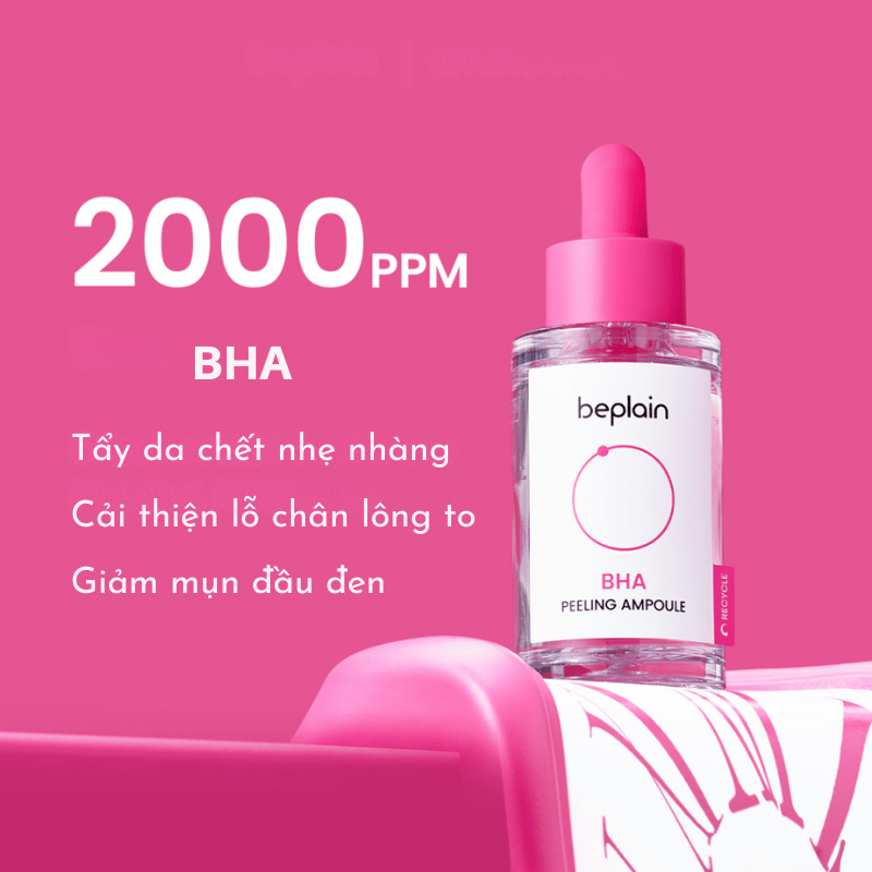 Beplain BHA Peeling Ampoule có bảng thành phần siêu lành tính với 80% chiết xuất nước trà xanh. 